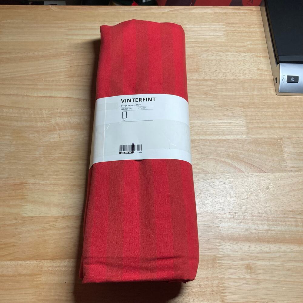 IKEA Vinterfint Design Synnove Mork STRIPED RED Tablecloth 57x126 inches
